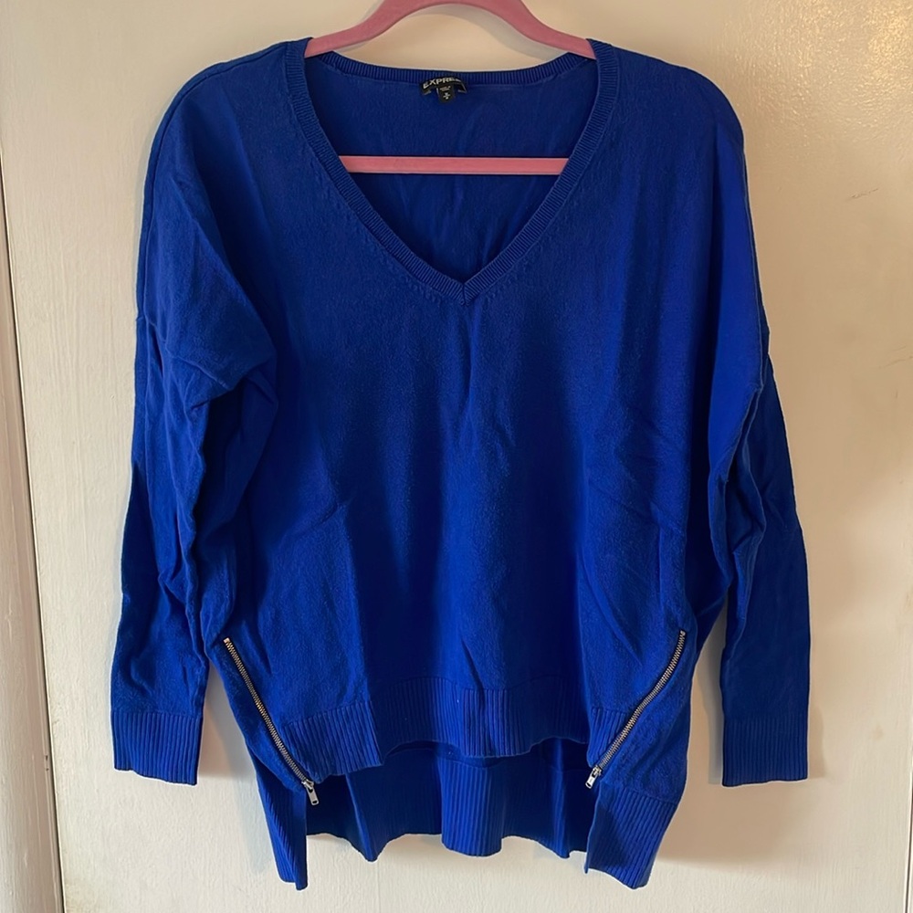 Medium Express Royal Blue Side Zippers Top